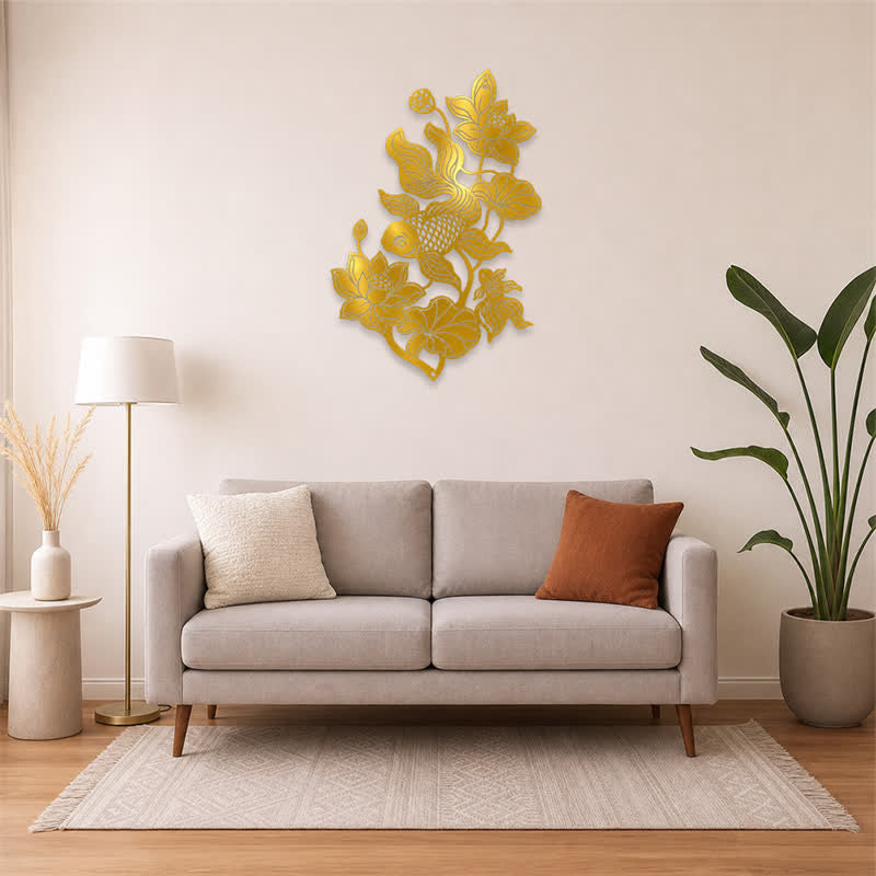 Buddha Stones Koi Fish and Lotus Success Iron Meaningful Symbols Wall Art - image 12