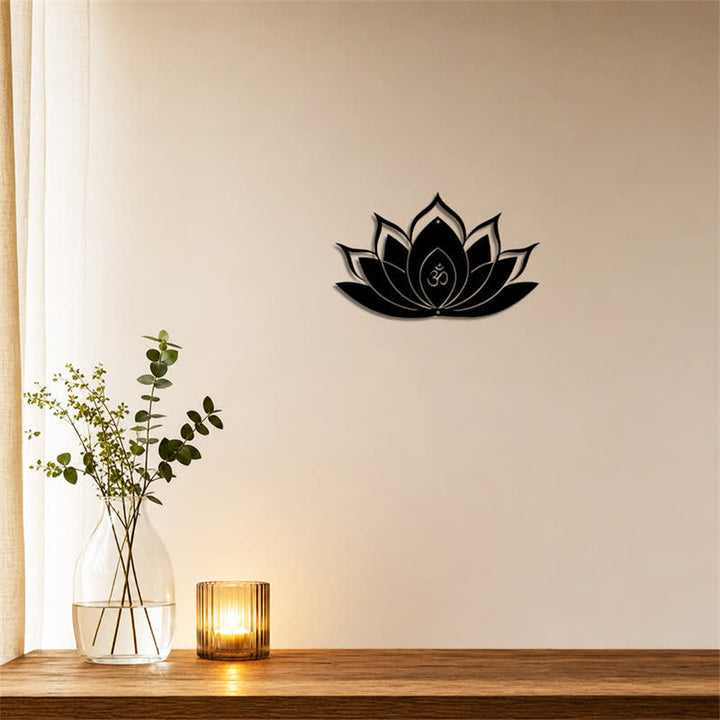 Buddha Stones Lotus OM Mindfulness Zen Silhouette Iron Meaningful Symbols Wall Art - image 4