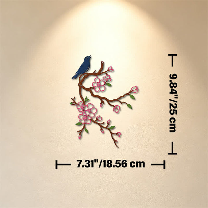 Buddha Stones Metal Bird on Peach Blossom Branch Zen Iron Meaningful Symbols Wall Art - Colorful - Approx. 18.56cm x 25cm x 0.1cm / 7.31in x 9.84in x 0.04in - image 16