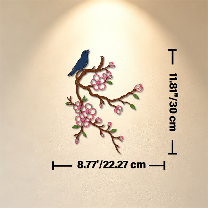 Buddha Stones Metal Bird on Peach Blossom Branch Zen Iron Meaningful Symbols Wall Art - Colorful - Approx. 22.27cm x 30cm x 0.1cm / 8.77in x 11.81in x 0.04in - image 18