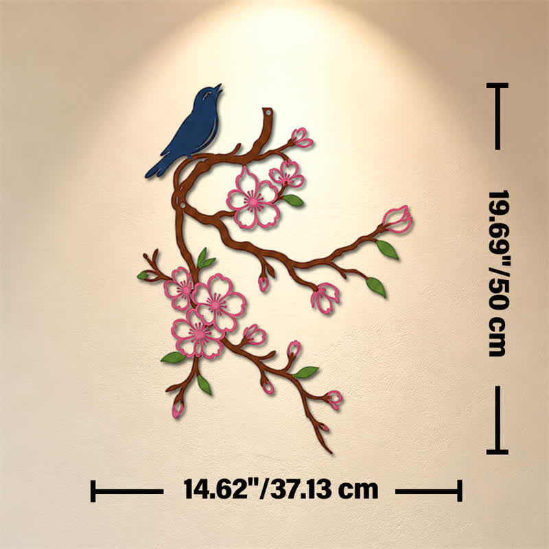 Buddha Stones Metal Bird on Peach Blossom Branch Zen Iron Meaningful Symbols Wall Art - Colorful - Approx. 37.13cm x 50cm x 0.12cm / 14.62in x 19.69in x 0.05in - image 24