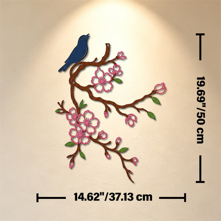 Buddha Stones Metal Bird on Peach Blossom Branch Zen Iron Meaningful Symbols Wall Art - Colorful - Approx. 37.13cm x 50cm x 0.12cm / 14.62in x 19.69in x 0.05in - image 24