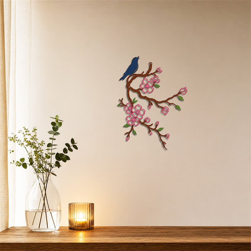 Buddha Stones Metal Bird on Peach Blossom Branch Zen Iron Meaningful Symbols Wall Art - image 17