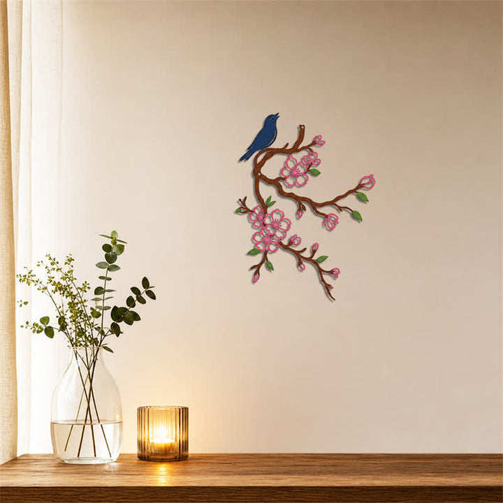 Buddha Stones Metal Bird on Peach Blossom Branch Zen Iron Meaningful Symbols Wall Art - image 17