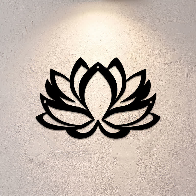 Buddha Stones Black Metal Lotus Enlightenment Zen Iron Metal Meaningful Symbols Wall Art - image 0