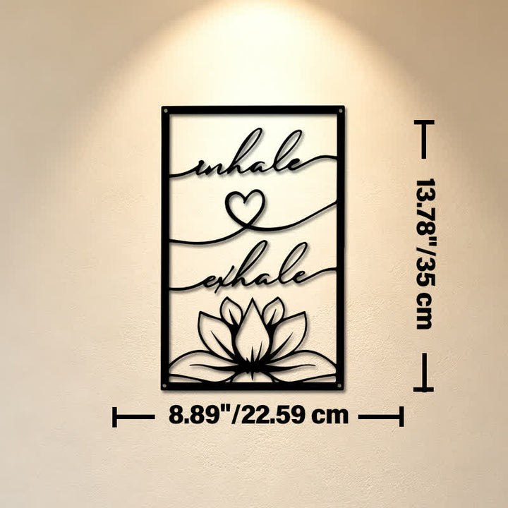 Buddha Stones Inhale Exhale Lotus Zen Iron Metal Meaningful Symbols Wall Art - Approx. 22.59cm x 35cm x 0.1cm / 8.89in x 13.78in x 0.04in - image 6