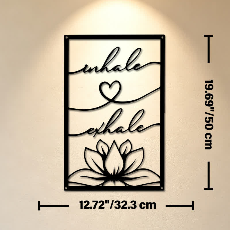 Buddha Stones Inhale Exhale Lotus Zen Iron Metal Meaningful Symbols Wall Art - Approx. 32.3cm x 50cm x 0.12cm / 12.72in x 19.69in x 0.05in - image 10