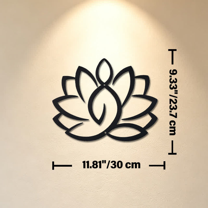 Buddha Stones Black Metal Lotus Enlightenment Iron Metal Meaningful Symbols Wall Art - Approx. 30cm x 23.7cm x 0.1cm / 11.81in x 9.33in x 0.04in - image 4