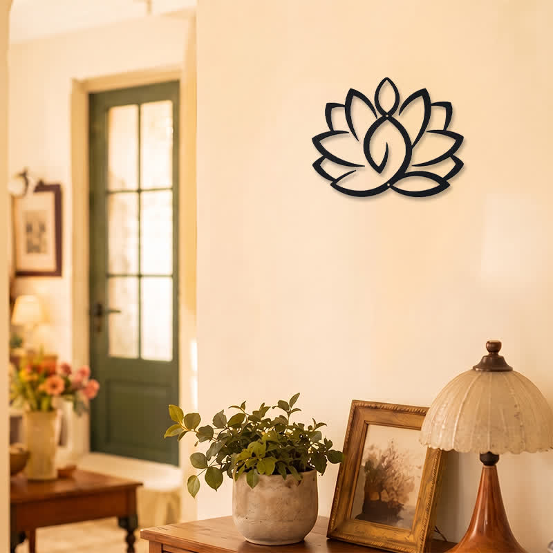 Buddha Stones Black Metal Lotus Enlightenment Iron Metal Meaningful Symbols Wall Art - image 7