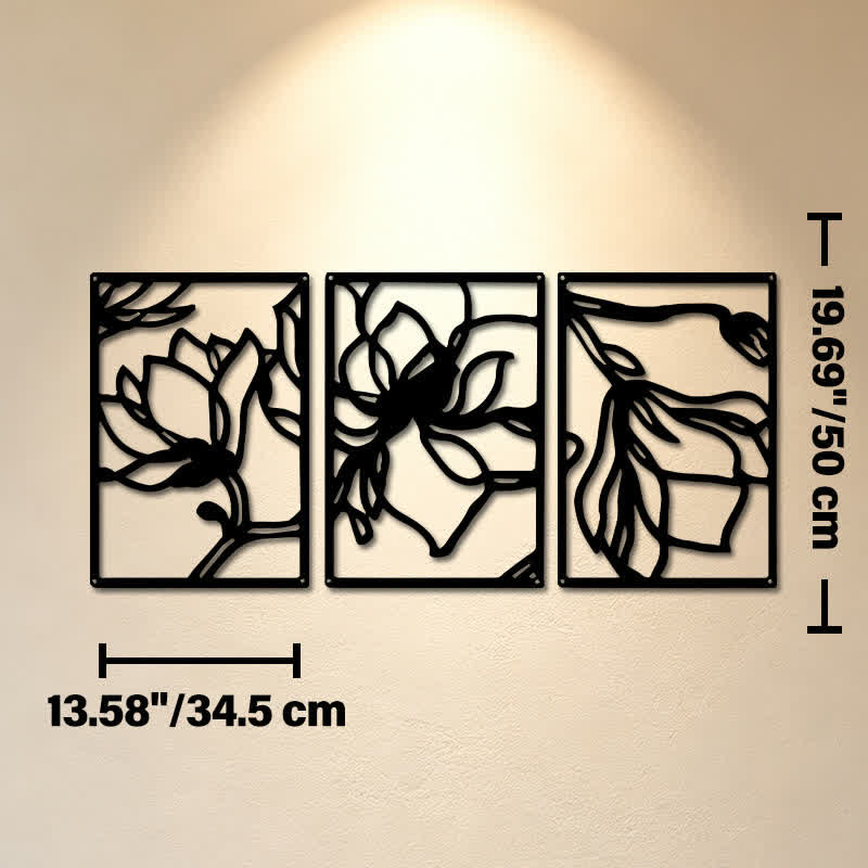 Buddha Stones Black Metal Lotus Enlightenment Triptych Iron Metal Meaningful Symbols Wall Art - Approx. 34.5cm x 50cm x 0.12cm / 13.58in x 19.69in x 0.05in - image 10