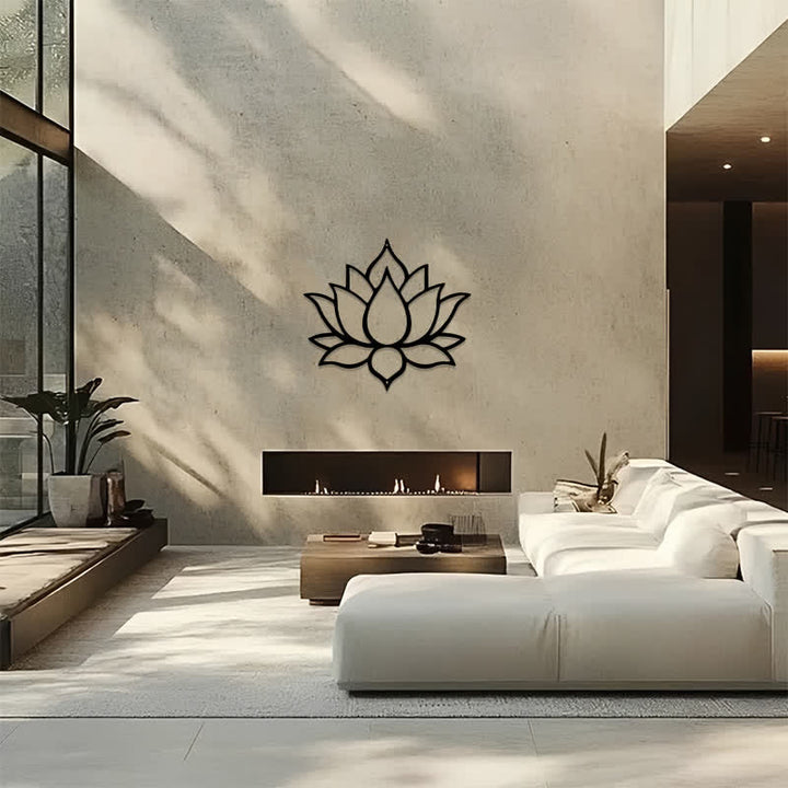 Buddha Stones Matte Black Lotus Purity Zen Iron Metal Meaningful Symbols Wall Art - image 13