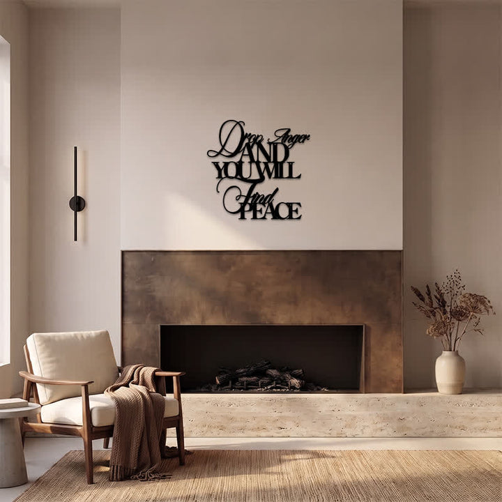 Buddha Stones Matte Black Drop Anger Find Peace Quote Iron Metal Meaningful Symbols Wall Art - image 11