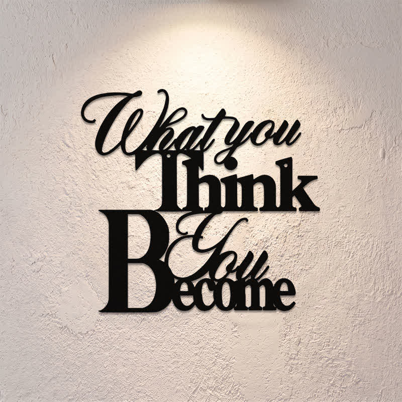 Buddha Stones What You Think You Become Matte Black Iron Metal Meaningful Symbols Wall Art - image 0