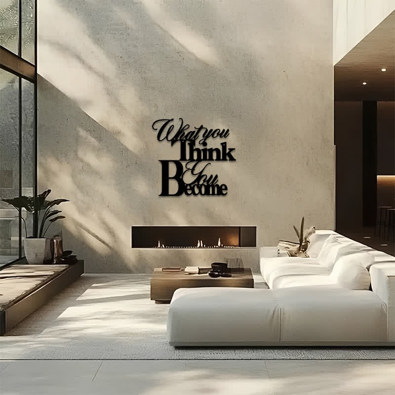 Buddha Stones What You Think You Become Matte Black Iron Metal Meaningful Symbols Wall Art - image 13