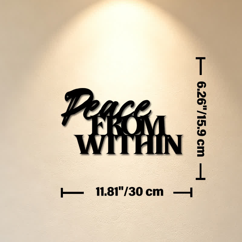 Buddha Stones Peace From Within Minimalist Typography Iron Metal Meaningful Symbols Wall Art - Approx. 30cm x 15.9cm x 0.1cm / 11.81in x 6.26in x 0.04in - image 4