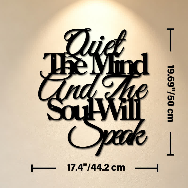 Buddha Stones Quiet The Mind And The Soul Will Speak Black Iron Metal Meaningful Symbols Wall Art - Approx. 44.2cm x 50cm x 0.12cm / 17.40in x 19.69in x 0.05in - image 10