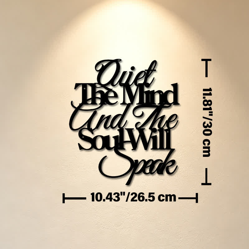 Buddha Stones Quiet The Mind And The Soul Will Speak Black Iron Metal Meaningful Symbols Wall Art - Approx. 26.5cm x 30cm x 0.1cm / 10.43in x 11.81in x 0.04in - image 4