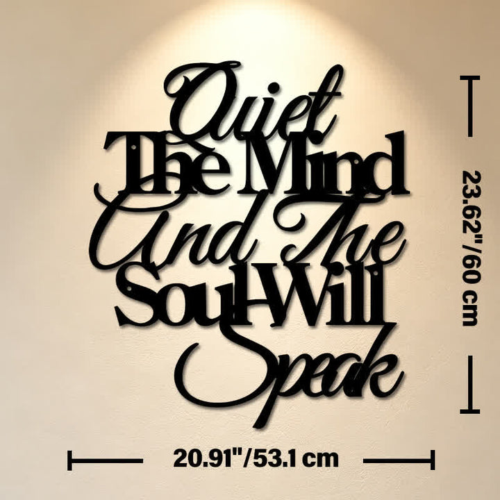 Buddha Stones Quiet The Mind And The Soul Will Speak Black Iron Metal Meaningful Symbols Wall Art - Approx. 53.1cm x 60cm x 0.12cm / 20.91in x 23.62in x 0.05in - image 12