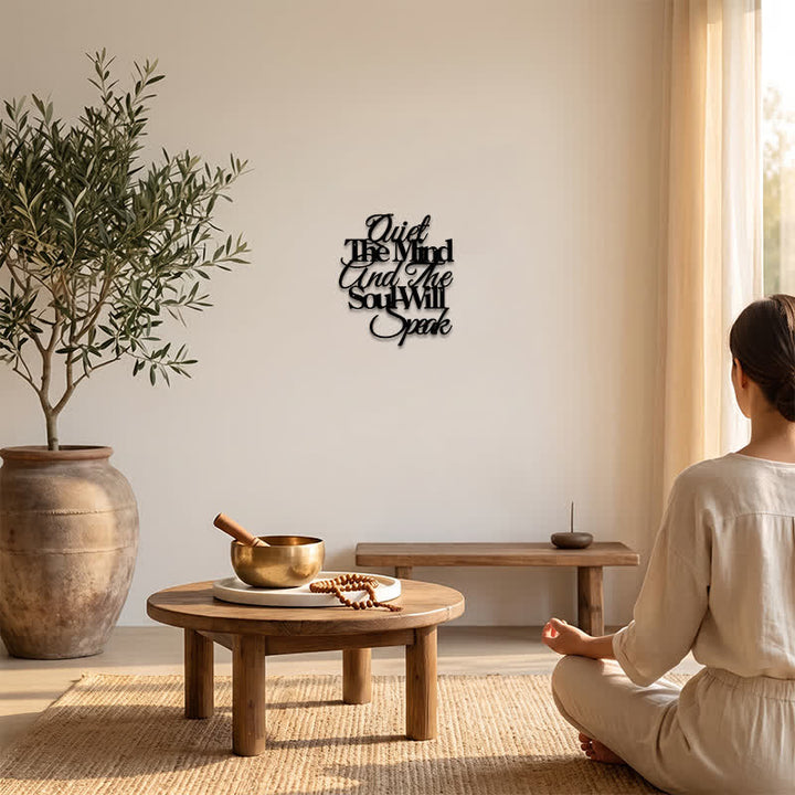 Buddha Stones Quiet The Mind And The Soul Will Speak Black Iron Metal Meaningful Symbols Wall Art - image 5