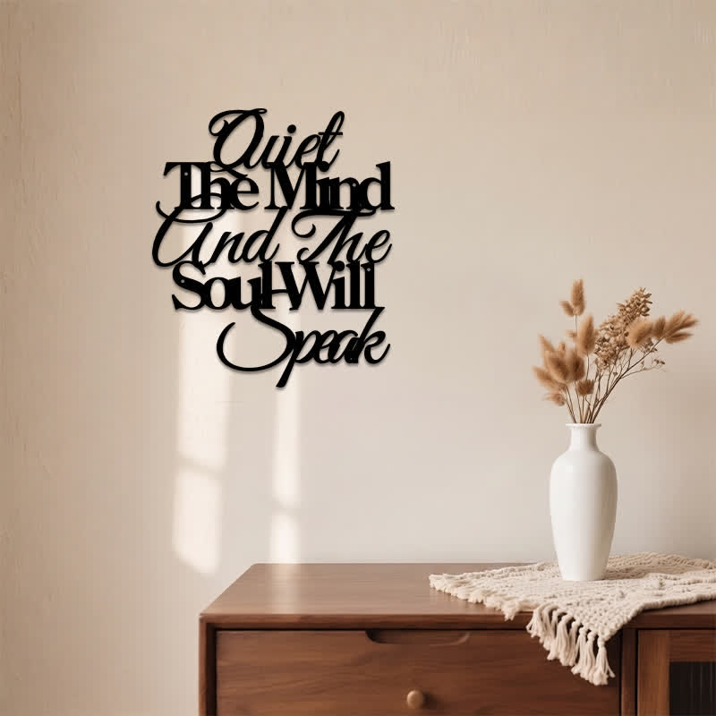 Buddha Stones Quiet The Mind And The Soul Will Speak Black Iron Metal Meaningful Symbols Wall Art - image 3