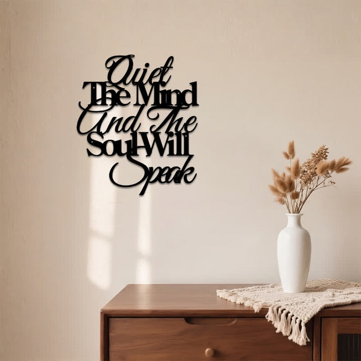 Buddha Stones Quiet The Mind And The Soul Will Speak Black Iron Metal Meaningful Symbols Wall Art - image 3