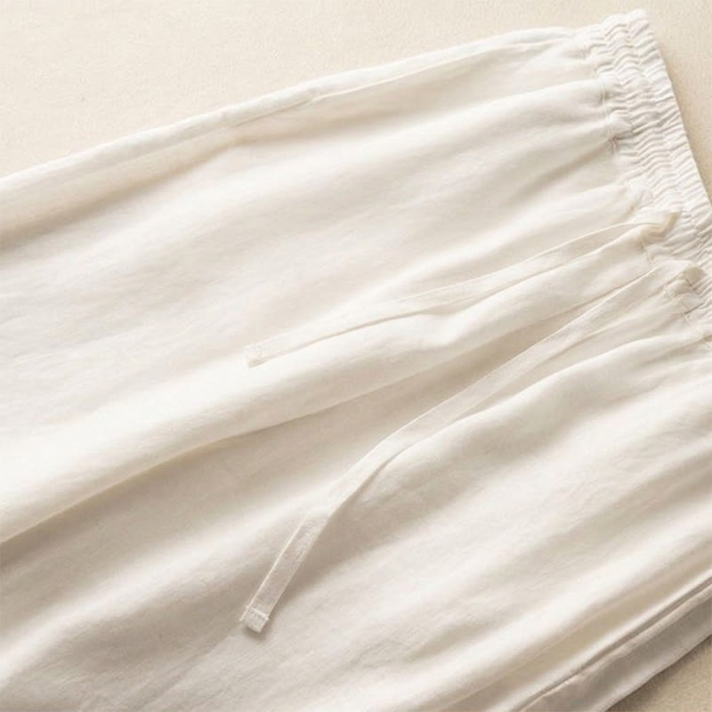 Buddha Stones Casual Embroidery Bohemian Pattern Drawstring Women's Wide Leg Pants With Pockets - image 11