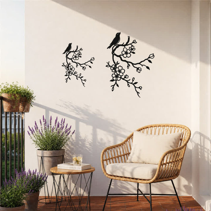 Buddha Stones Metal Bird on Peach Blossom Branch Zen Iron Meaningful Symbols Wall Art - image 9