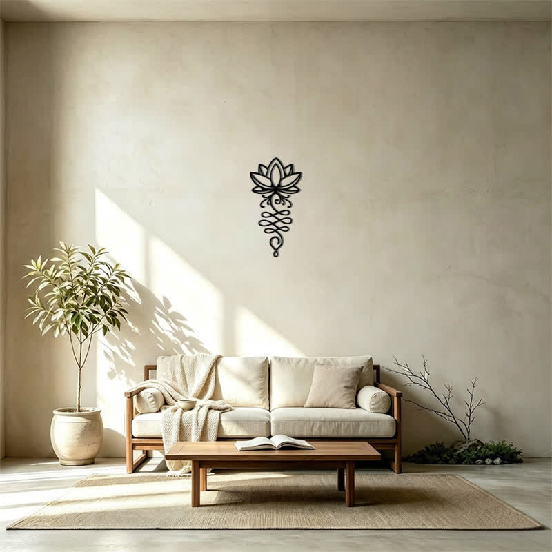 Buddha Stones Metal Lotus Enlightenment Minimalist Wall Hanging Iron Meaningful Symbols Wall Art - image 14
