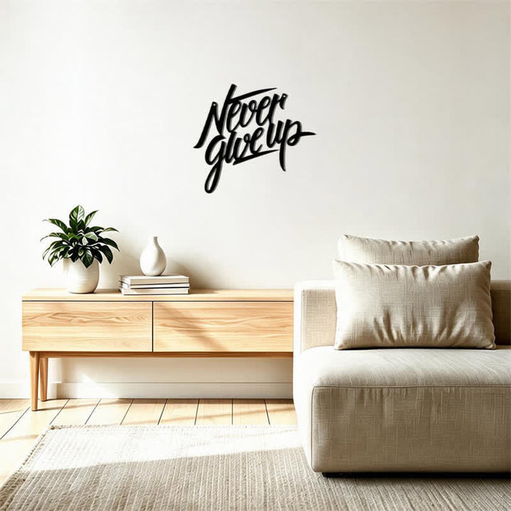 Buddha Stones "Never Give Up" Black Script Iron Metal Wall Decor - image 12