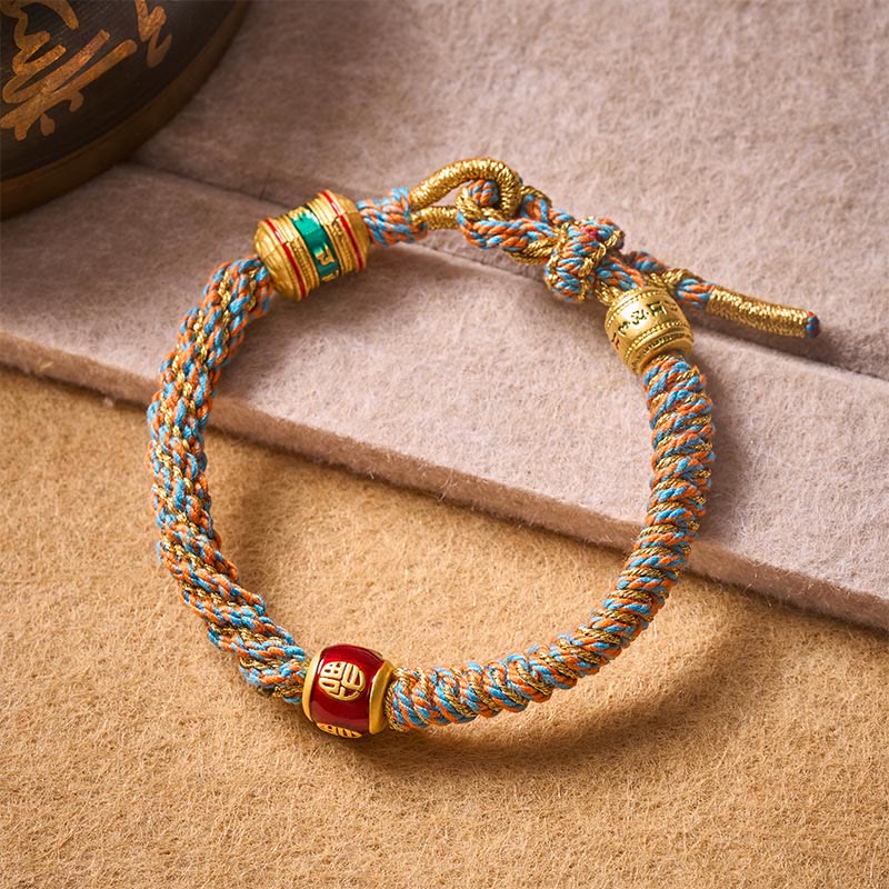 Buddha Stones Om Mani Padme Hum Tibetan Fu Character Hand-Woven Wisdom Bracelet - image 2