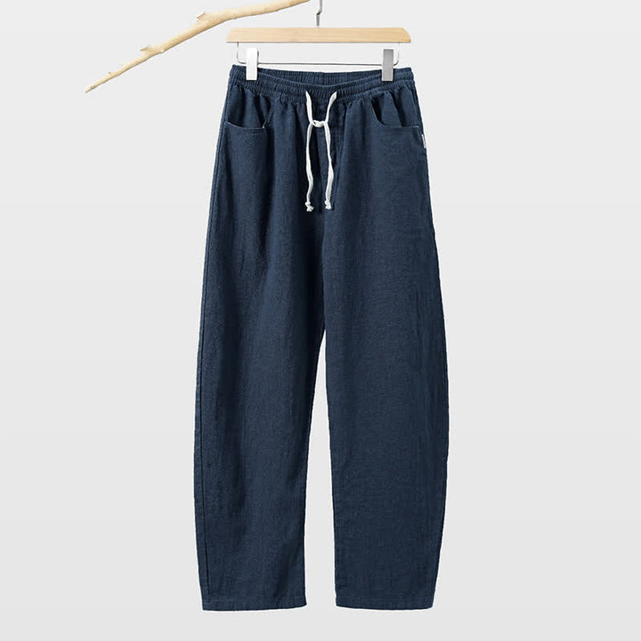 Buddha Stones Spring Summer Casual Drawstring Solid Ankle Pants Men's Straight Leg Pants With Pocket - MidnightBlue - US/UK/AU46，EU56 (5XL) - image 9