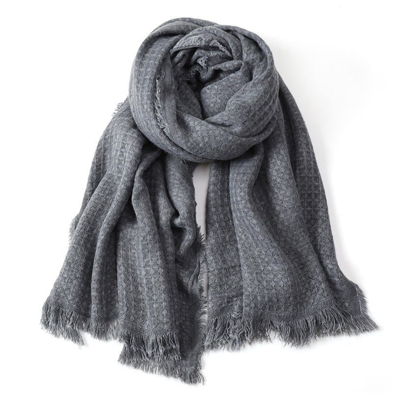 Buddha Stones Fall Winter Textured Tassel Cozy Wrap Men's Scarf - DimGray - image 0