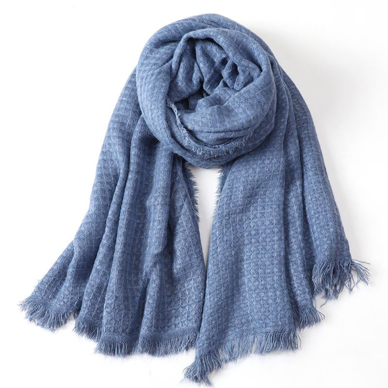 Buddha Stones Fall Winter Textured Tassel Cozy Wrap Men's Scarf - SteelBlue - image 2