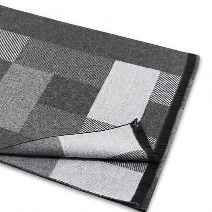 Buddha Stones Fall Winter Classic Plaid Tassel Cozy Rectangular Men's Scarf - image 13