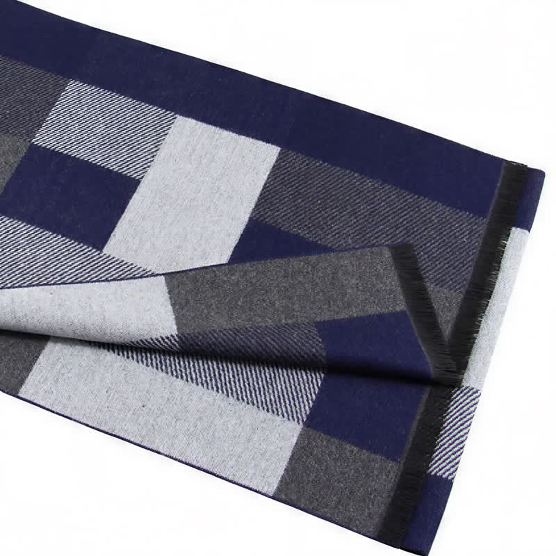 Buddha Stones Fall Winter Classic Plaid Tassel Cozy Rectangular Men's Scarf - image 1
