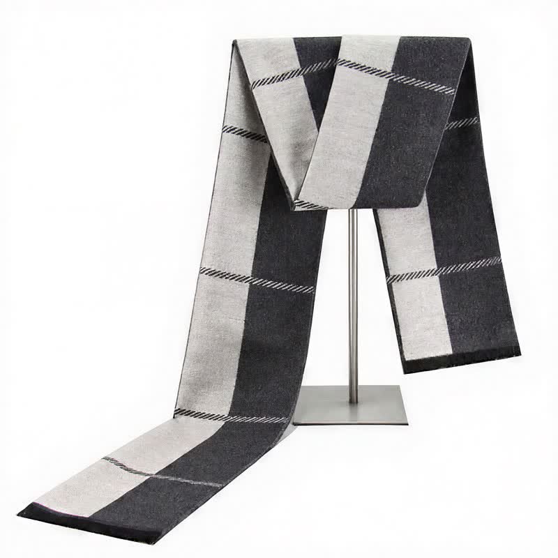Buddha Stones Fall Winter Urban Stripe Tassel Warm Wrap Men's Scarf - WhiteSmoke - image 16