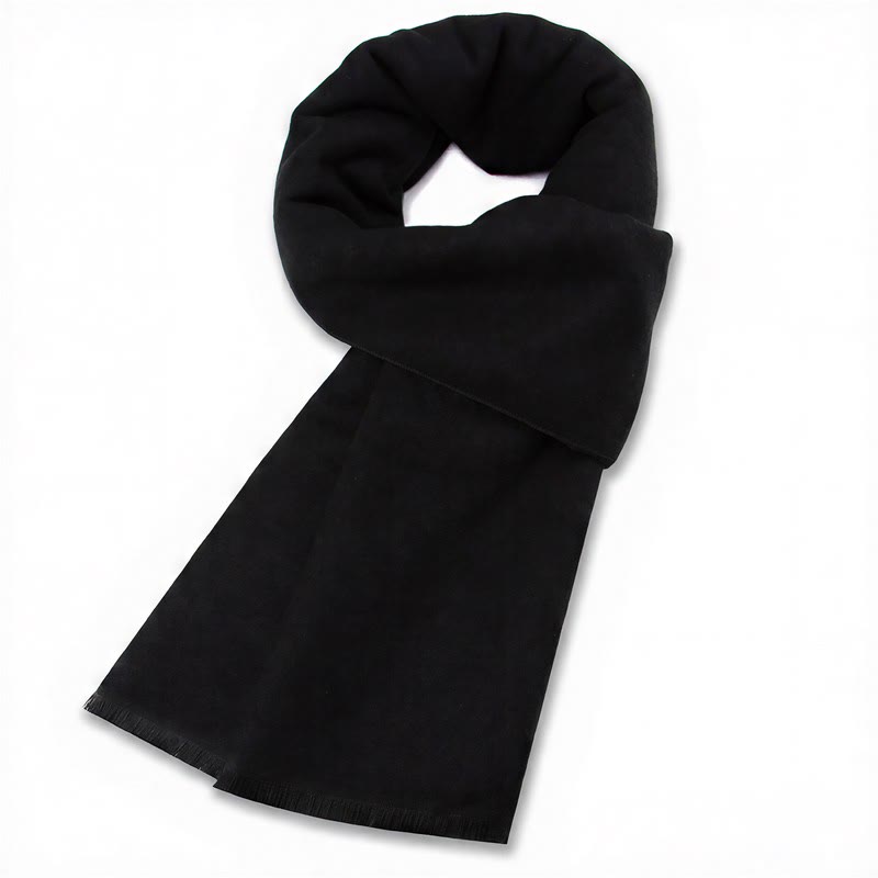 Buddha Stones Fall Winter Classic Grey Plaid Fringe Cozy Men's Scarf - Black - image 19