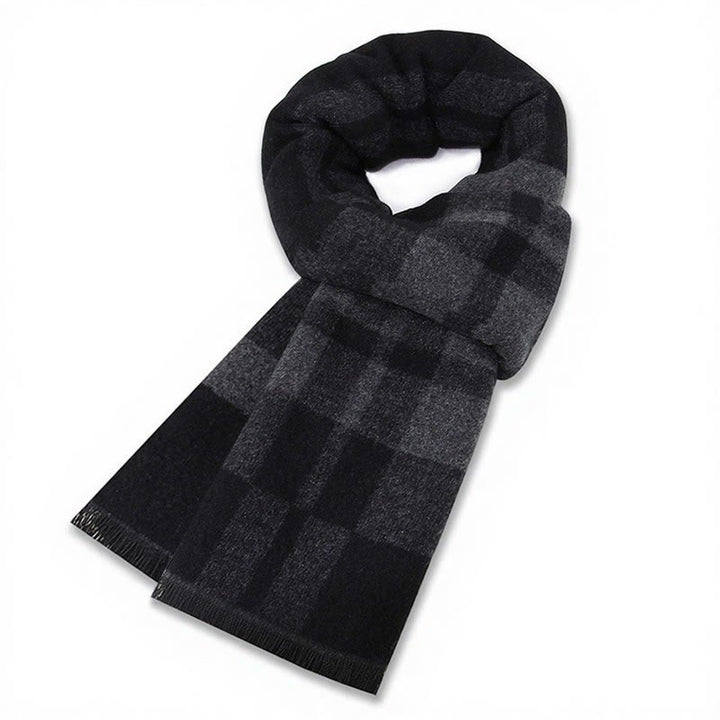 Buddha Stones Fall Winter Classic Grey Plaid Fringe Cozy Men's Scarf - Gray Black Plaid - image 6