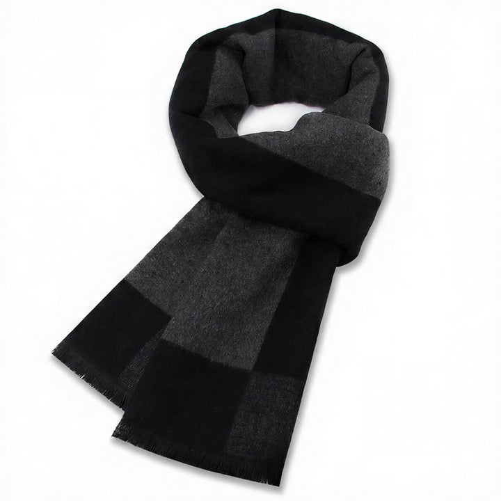 Buddha Stones Fall Winter Classic Grey Plaid Fringe Cozy Men's Scarf - Gray Black - image 12