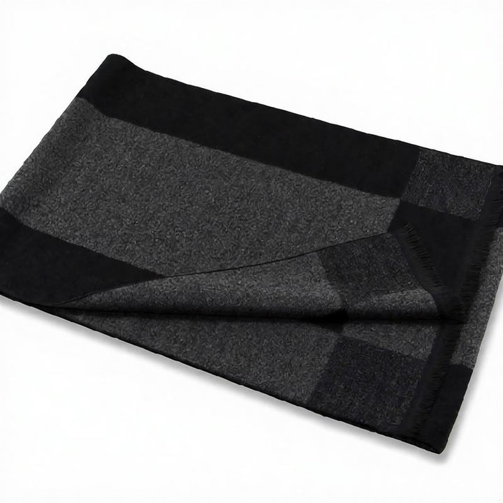 Buddha Stones Fall Winter Classic Grey Plaid Fringe Cozy Men's Scarf - image 13