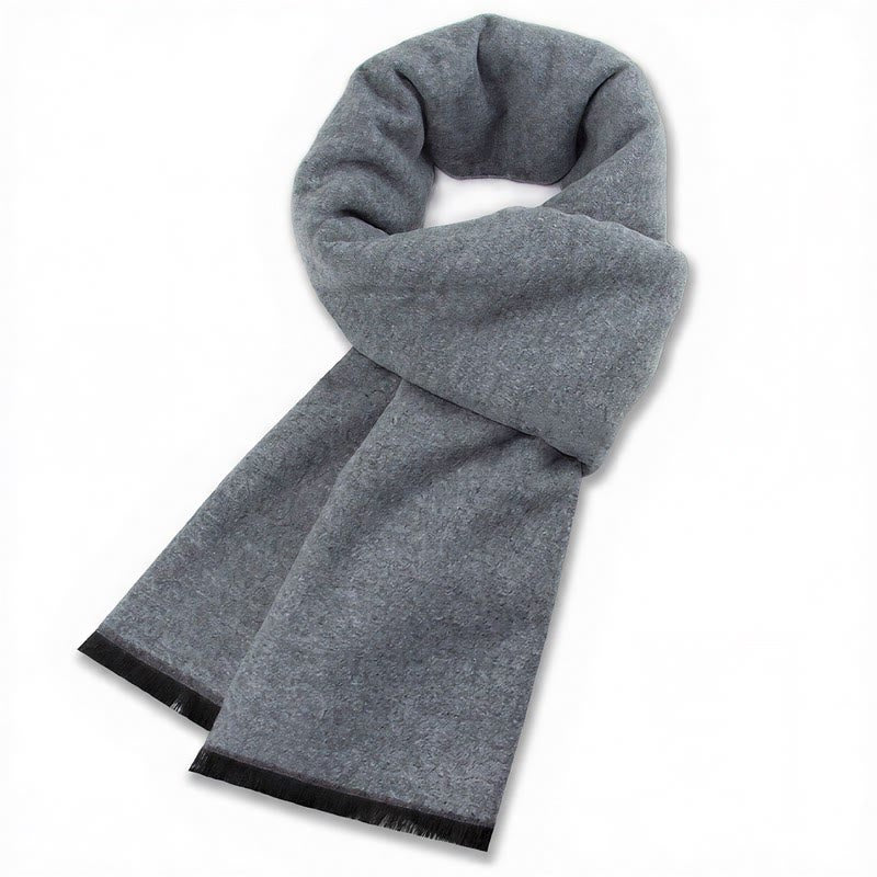 Buddha Stones Fall Winter Classic Grey Plaid Fringe Cozy Men's Scarf - Gray Blue - image 0