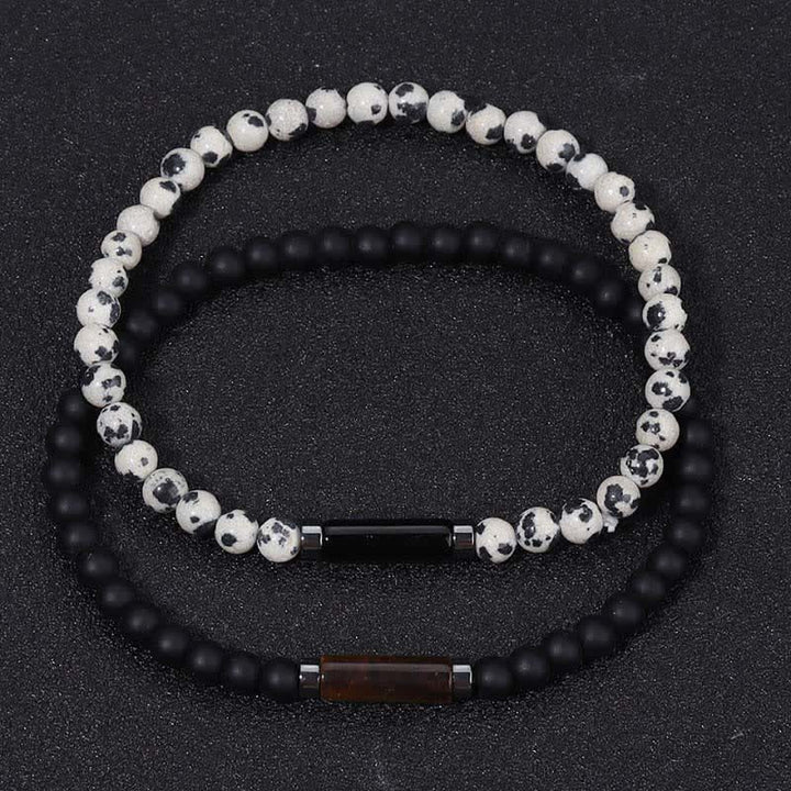 Buddha Stones Vintage 4mm Lava Rock Dalmatian Jasper Grounding Bracelet - image 11