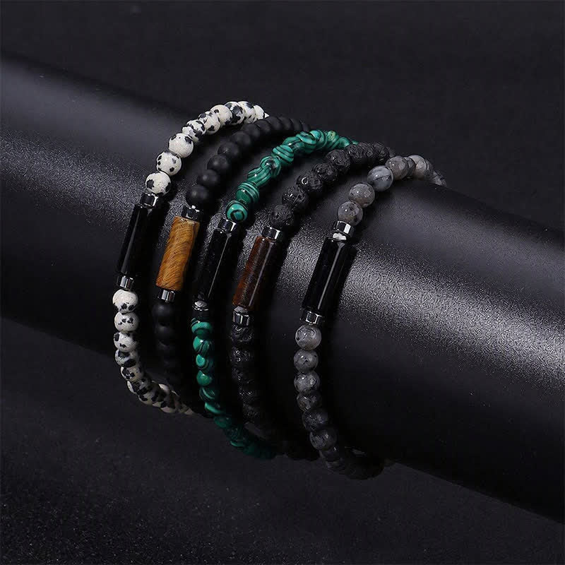Buddha Stones Vintage 4mm Lava Rock Dalmatian Jasper Grounding Bracelet - image 14