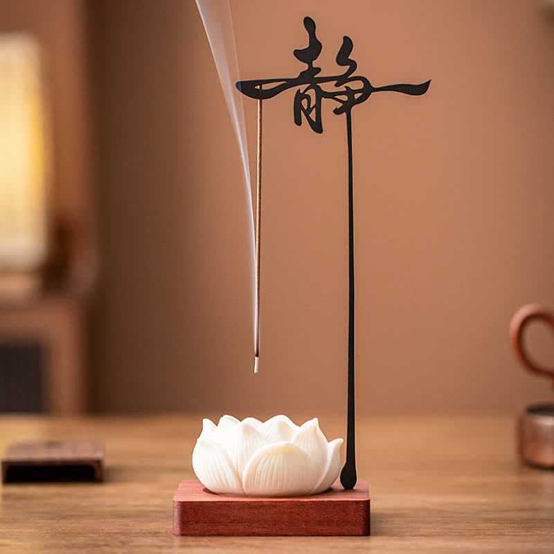 Buddha Stones Lotus Enlightenment Hanging Wood and Iron Incense Burner - Quiet Lotus - image 0