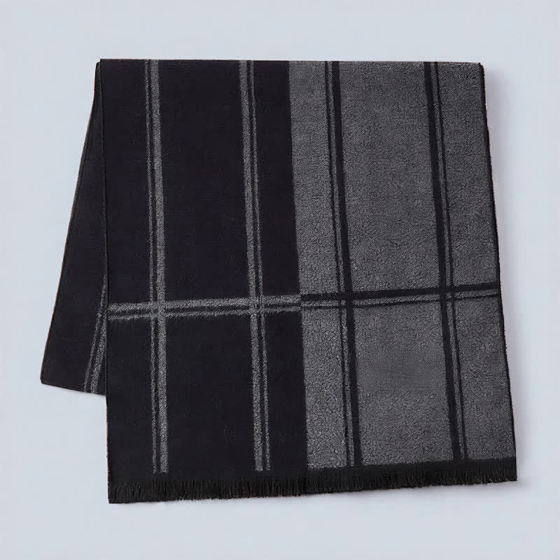 Buddha Stones Fall Winter Classic Check Pattern Soft Knit Commuter Men's Scarf - image 1