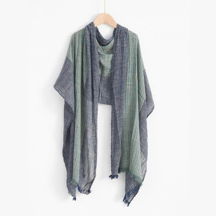 Buddha Stones Spring Fall Striped Color Block Stripe Tassel Travel Men's Scarf - image 27