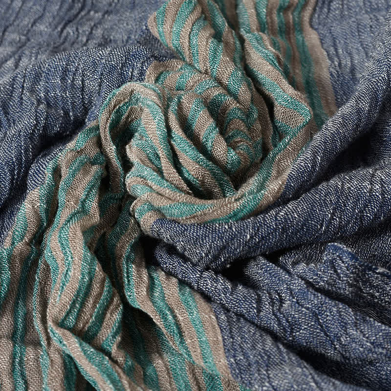 Buddha Stones Spring Fall Striped Color Block Stripe Tassel Travel Men's Scarf - image 28