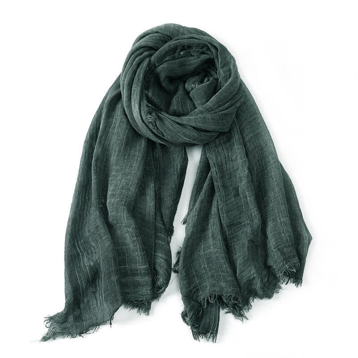 Buddha Stones Spring Fall Crinkled Frayed Edge Wrap Men's Scarf - DarkGreen - Approx. 78.7 in × 29.5 in / 200 × 75 cm - image 7