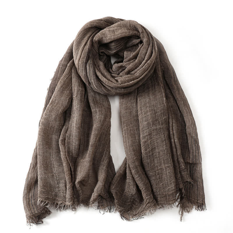 Buddha Stones Spring Fall Crinkled Frayed Edge Wrap Men's Scarf - Khaki - Approx. 78.7 in × 29.5 in / 200 × 75 cm - image 14