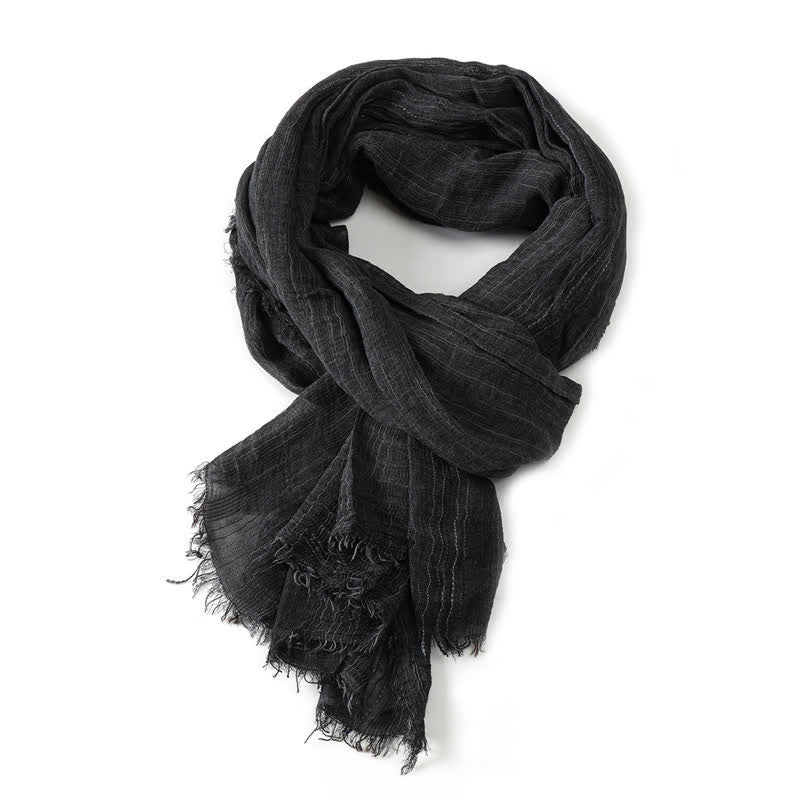 Buddha Stones Spring Fall Crinkled Frayed Edge Wrap Men's Scarf - image 3